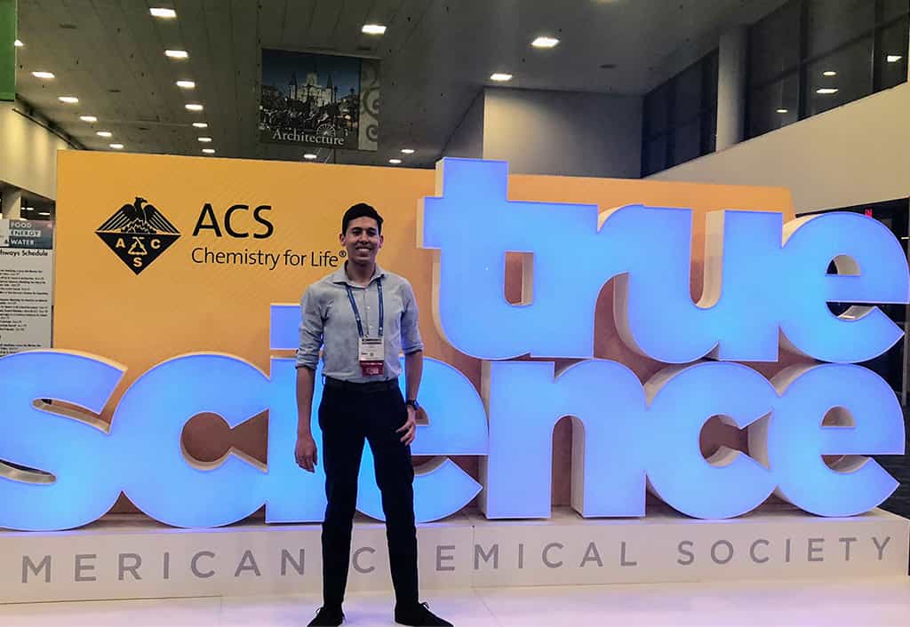 Joseph Romo after presenting two posters at the ACS 255th National Meeting.