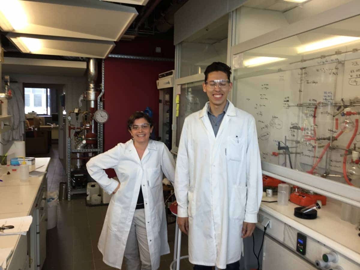 REU lab supervisor Dr. Olivia Bistri with Joseph A. Romo.
